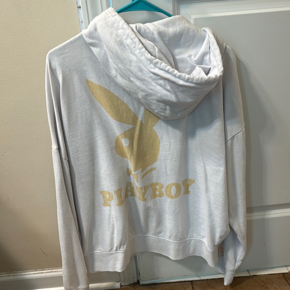 PLAYBOY White Hoodie with Gold Bunny Logo